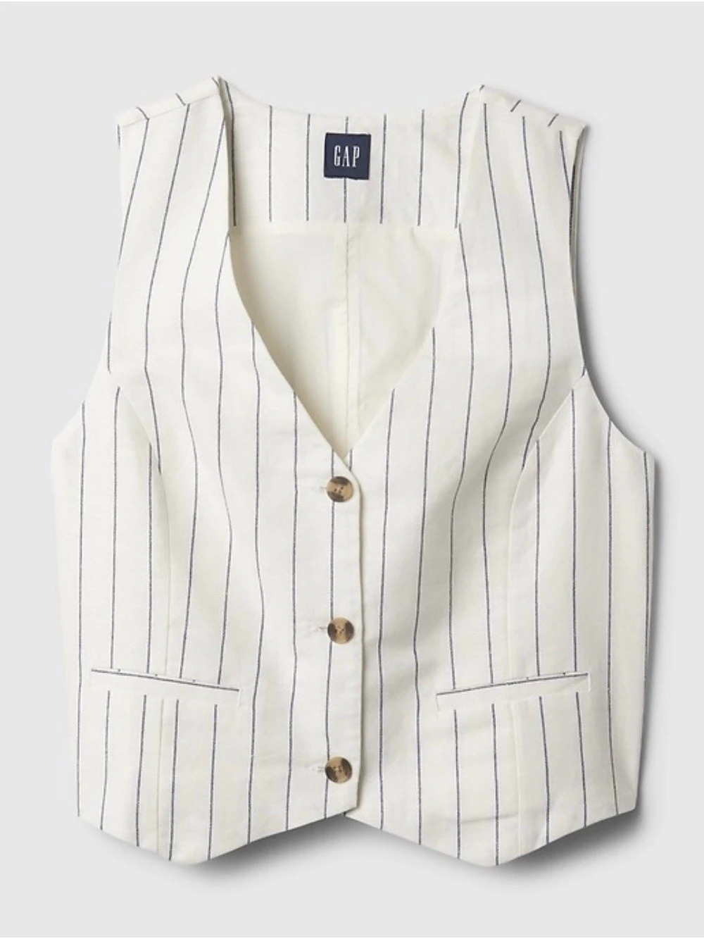 Gap Linen-Cotton Vest 
Pinstripe off-white & navy blue
Size XS 
Like New.